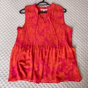 Floral Print Flowy Peplum Sleeveless Top